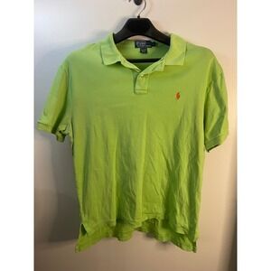 Ralph Lauren Polo Shirt Men's Large Green Short Sleeve Classic Fit Logo